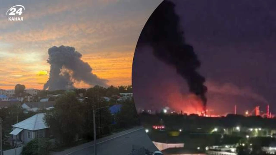 Наслідки повітряної атаки на Самарську область: полум'я і густий дим над Новокуйбишевським НПЗ